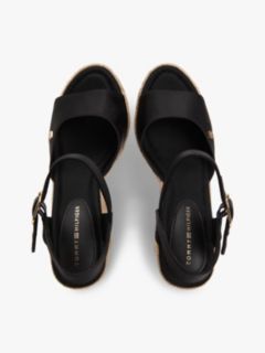 Satin TH Monogram Wedge Espadrilles — Black 3