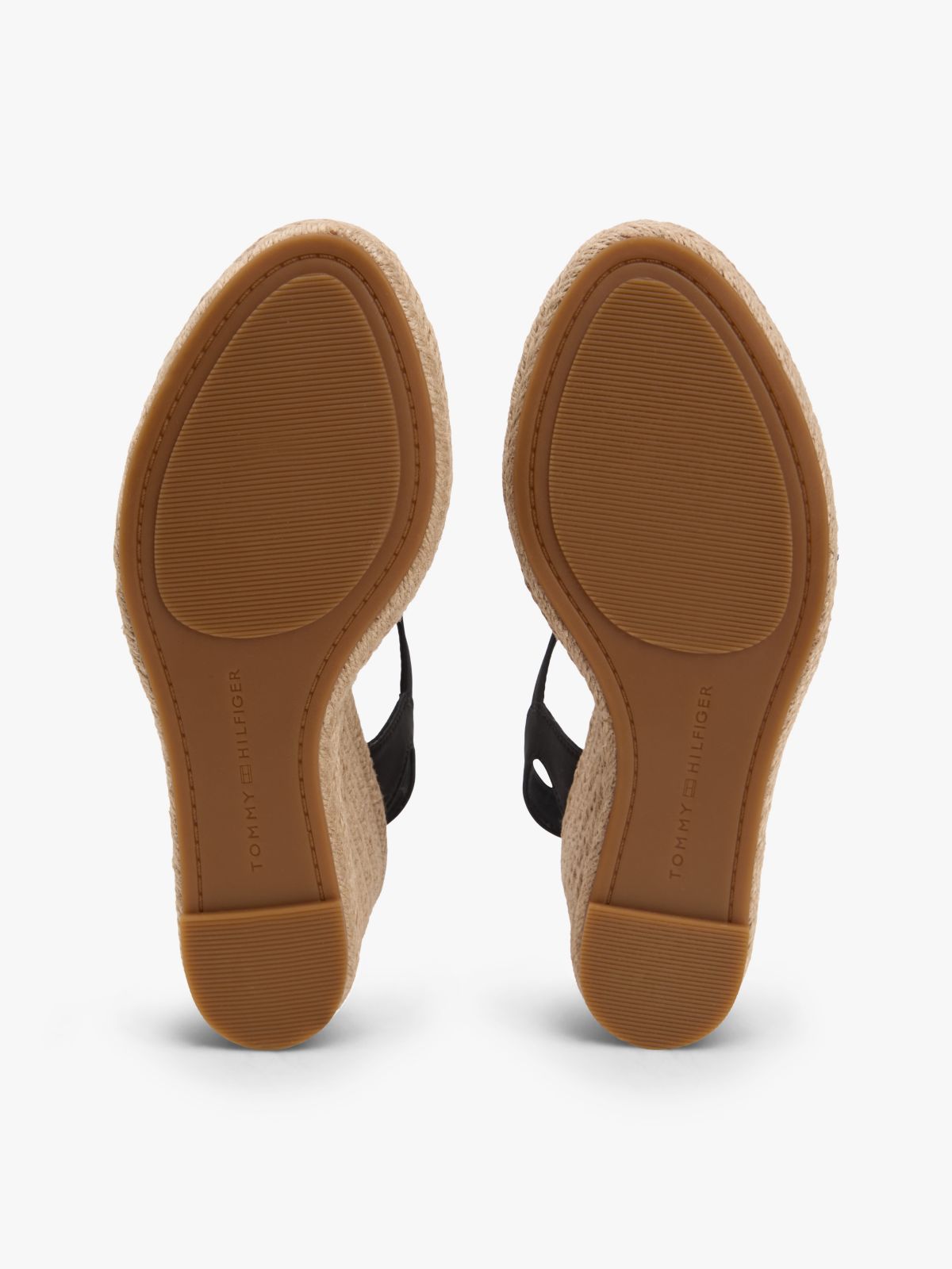Satin TH Monogram Wedge Espadrilles — Black