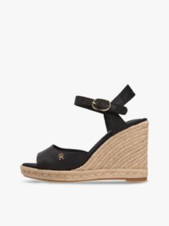 Satin TH Monogram Wedge Espadrilles — Black 7