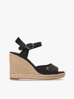 Satin TH Monogram Wedge Espadrilles — Black 1