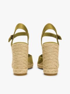 Satin TH Monogram Wedge Espadrilles — Khaki 4