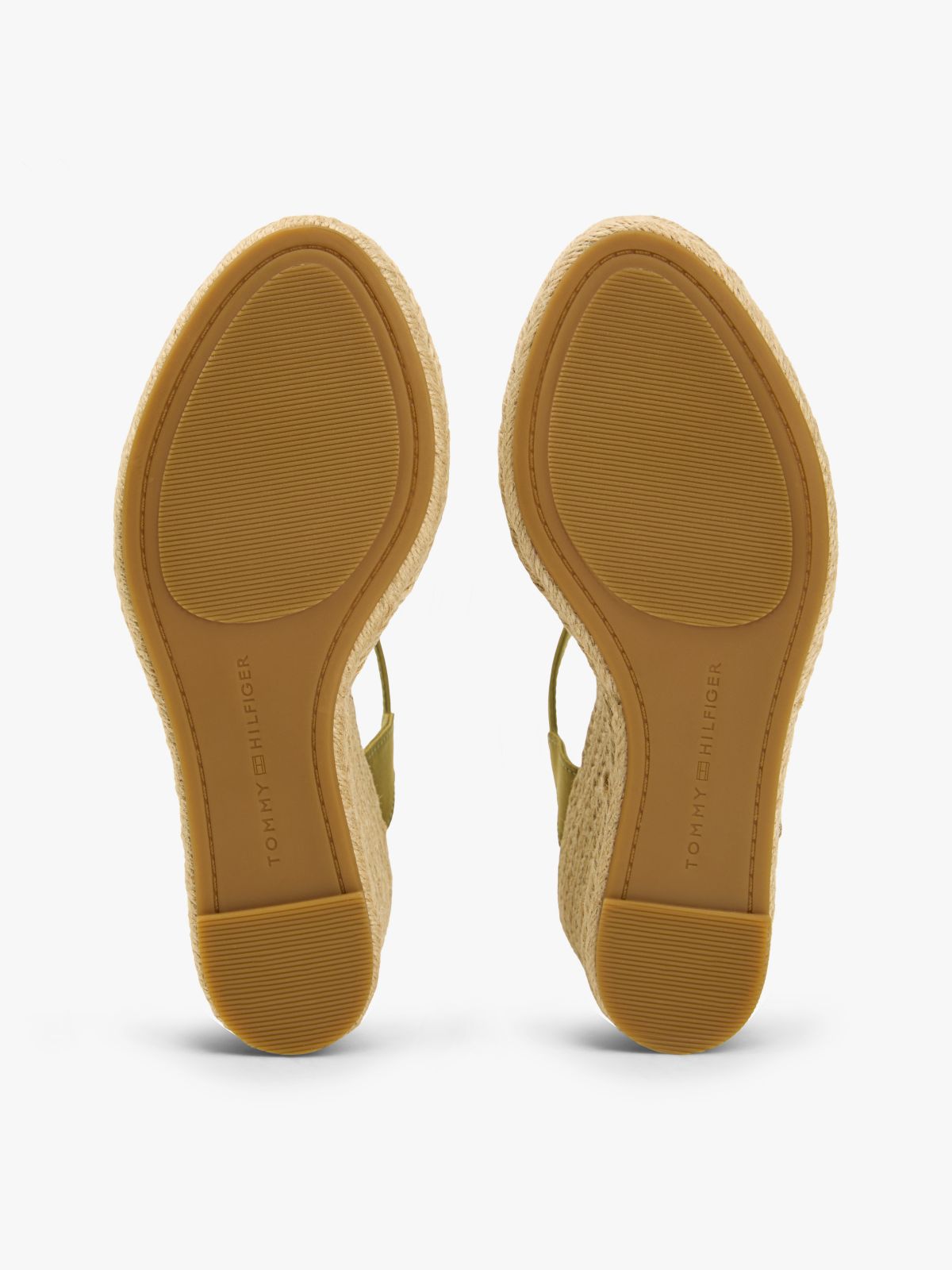 Satin TH Monogram Wedge Espadrilles — Khaki