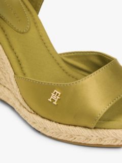 Satin TH Monogram Wedge Espadrilles — Khaki 6