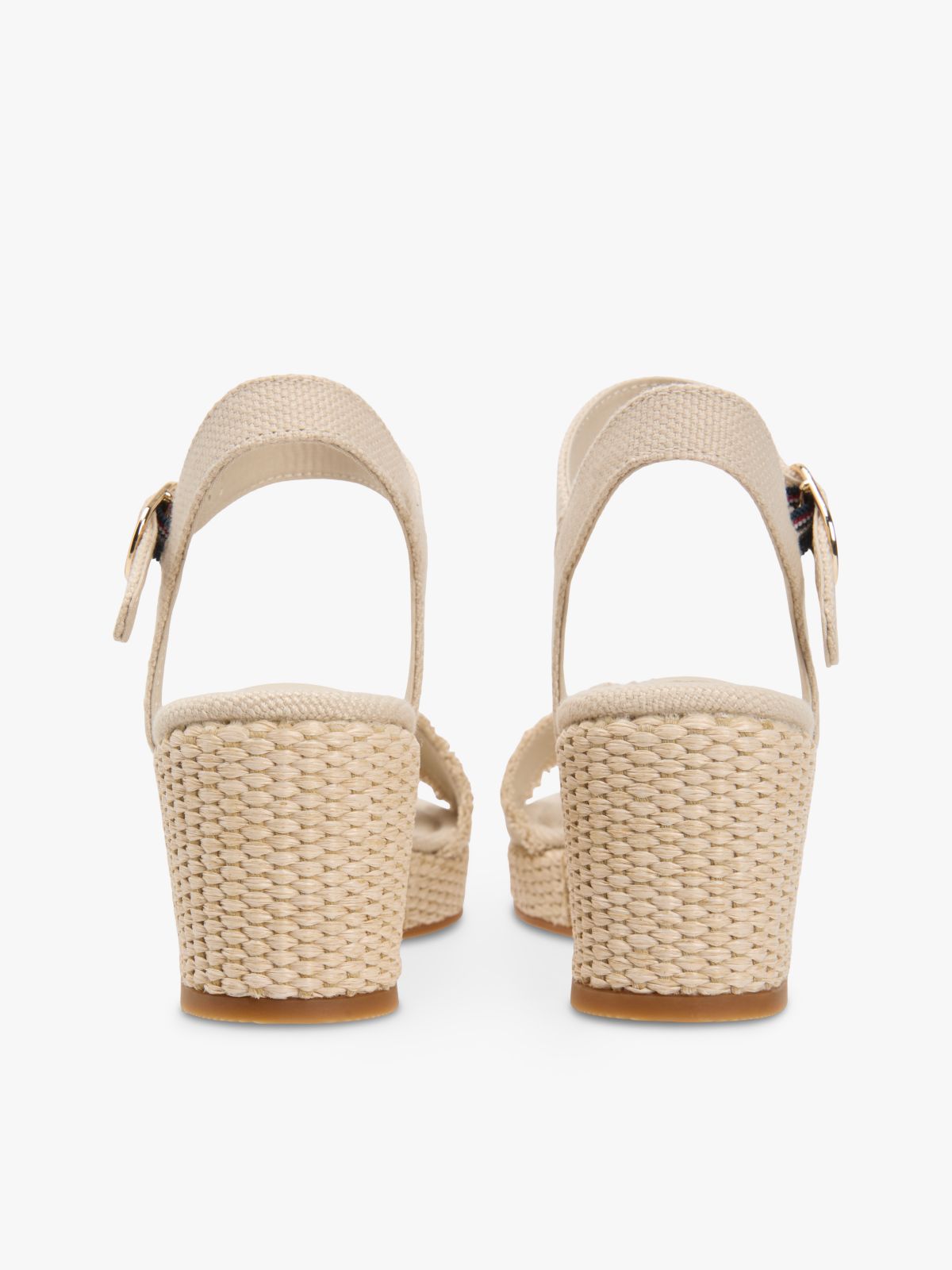 TH Monogram Woven Wedge Espadrilles — Beige