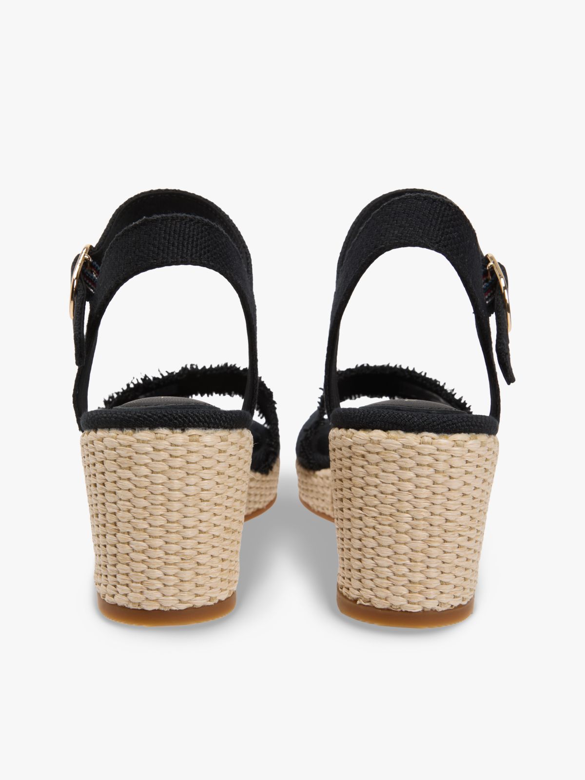 TH Monogram Woven Wedge Espadrilles — Black