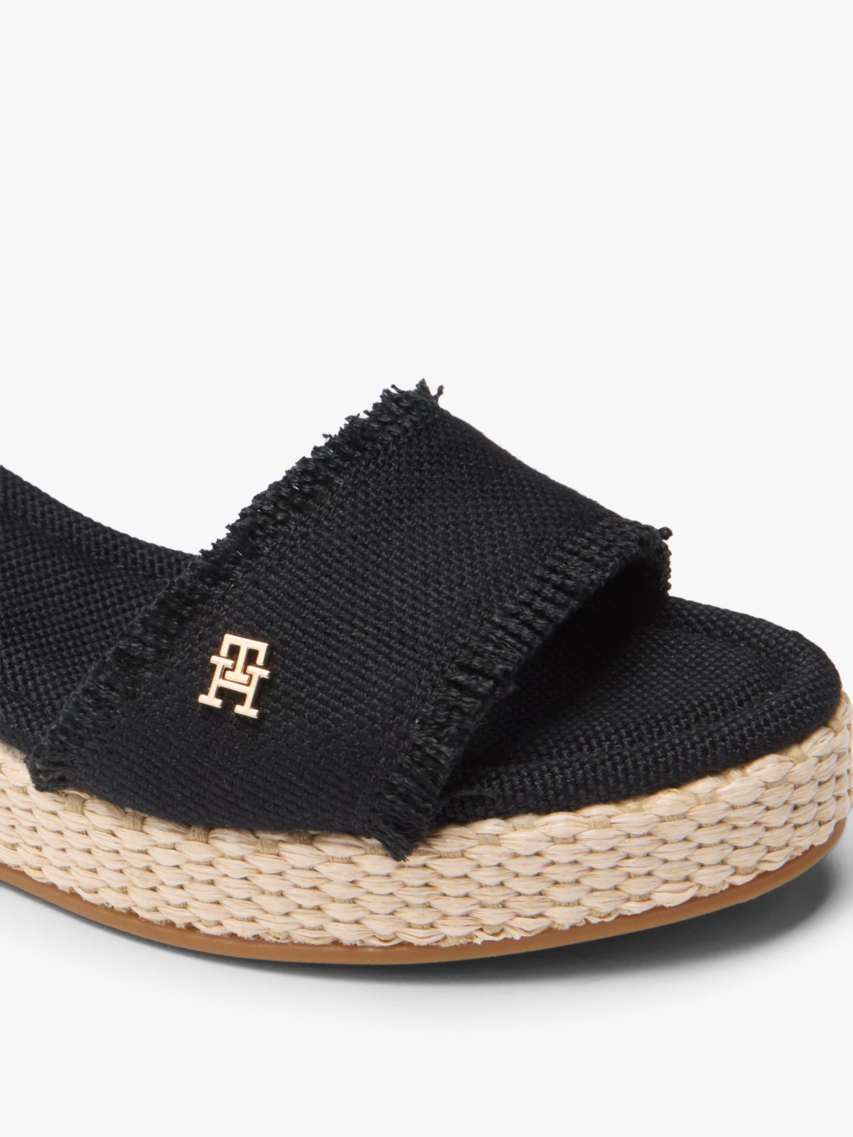 TH Monogram Woven Wedge Espadrilles — Black