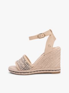 Raffia Strap High Wedge Espadrilles — Beige 7