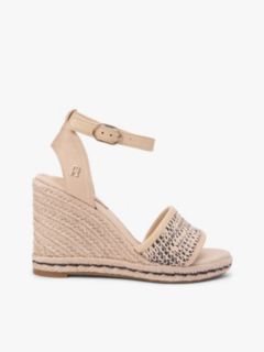 Raffia Strap High Wedge Espadrilles — Beige 1