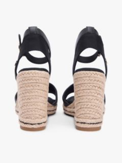 Raffia Strap High Wedge Espadrilles — Black 4