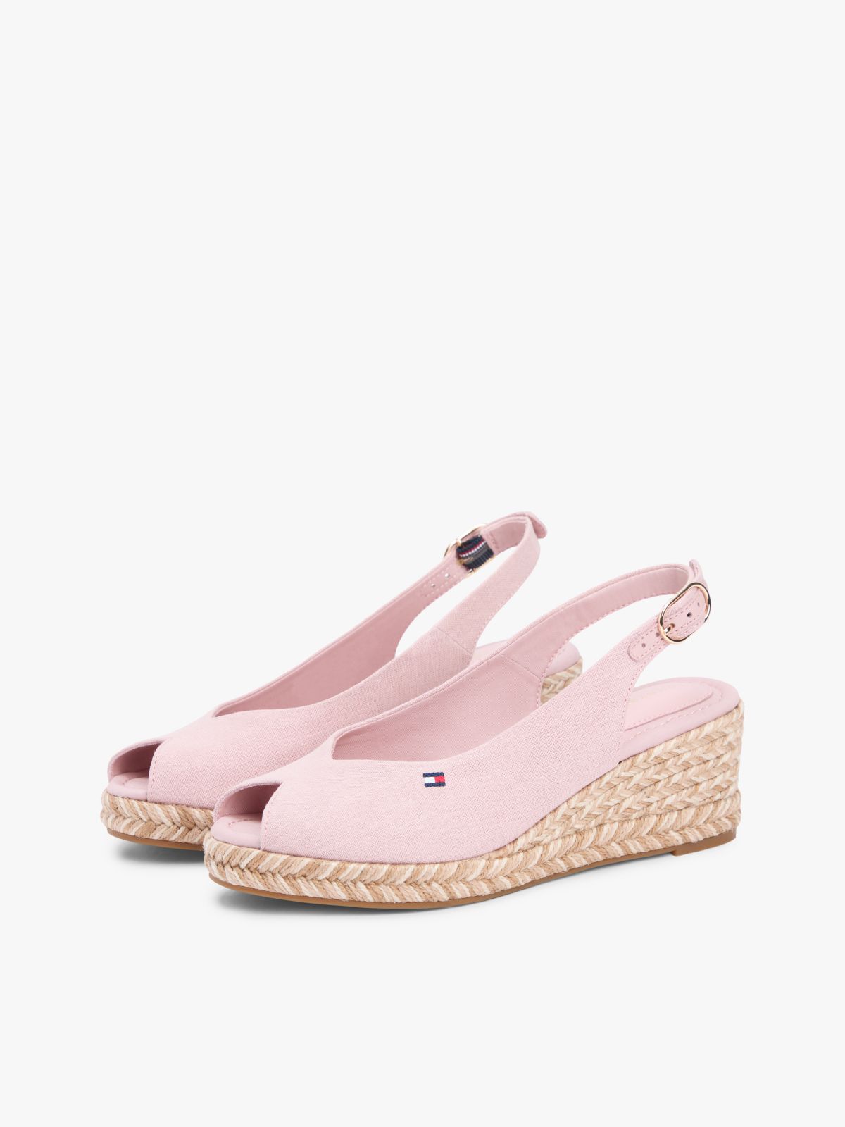 Hemp Slingback Wedge Espadrilles — Pink