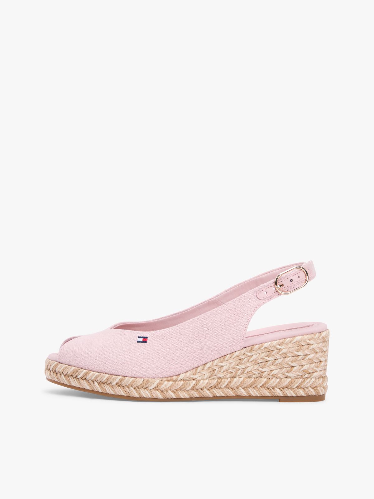 Hemp Slingback Wedge Espadrilles — Pink