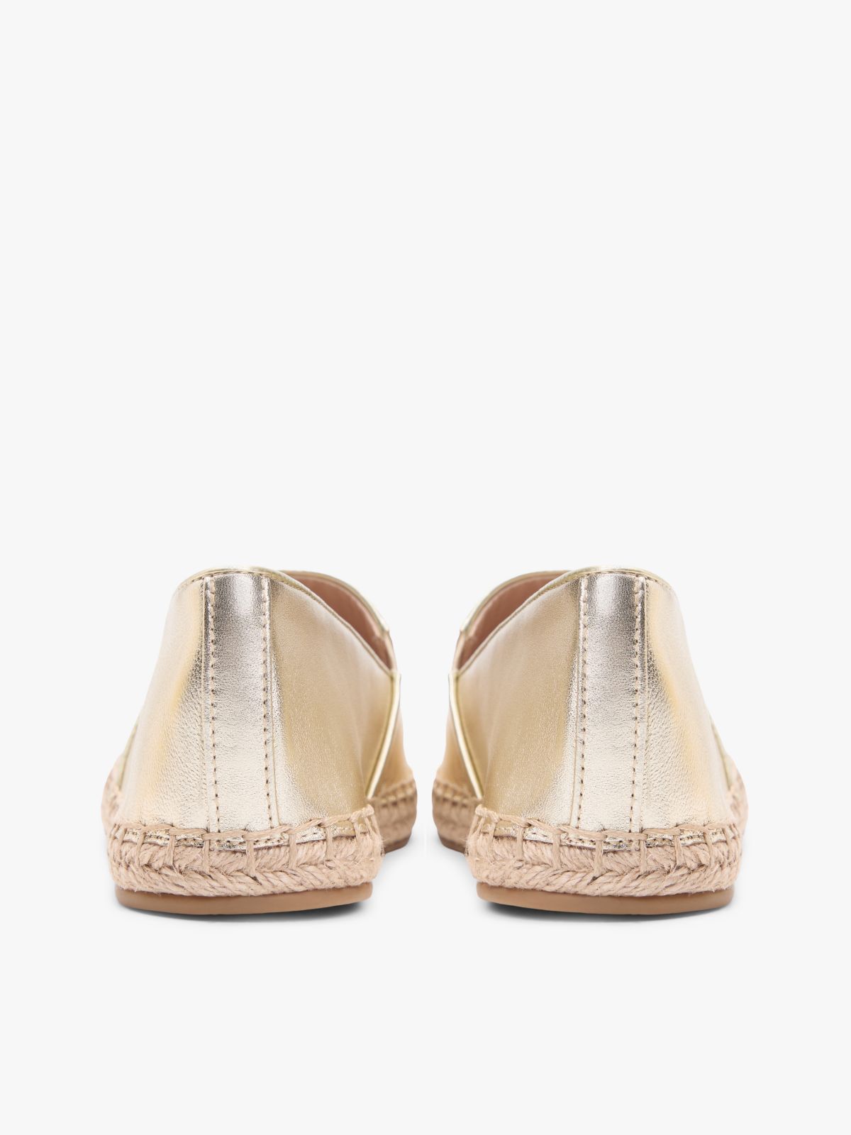 TH Monogram Metallic Leather Espadrilles — Gold