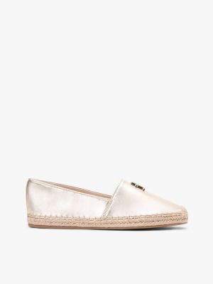 gold th monogram metallic leather espadrilles for women tommy hilfiger