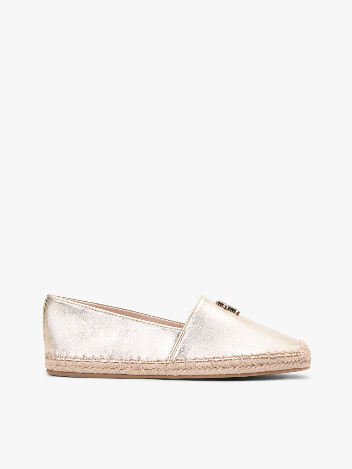 TH Monogram Metallic Leather Espadrilles — Gold