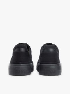 Metallic Logo Canvas Platform Trainers — Black 4