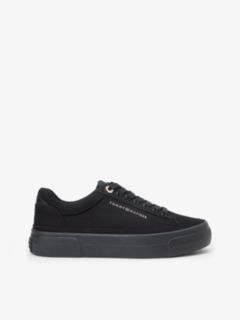 Metallic Logo Canvas Platform Trainers — Black 1