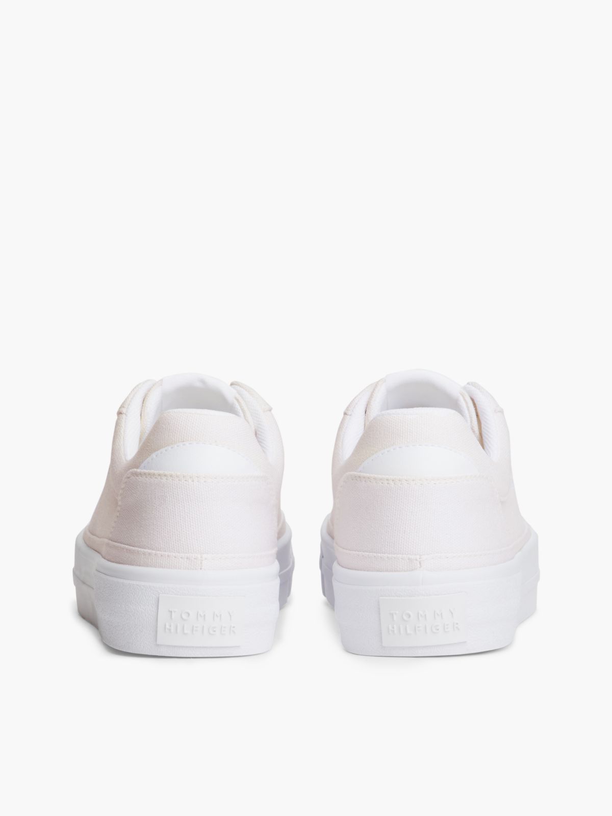 Metallic Logo Canvas Platform Trainers — White