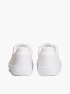 Metallic Logo Canvas Platform Trainers — White 4