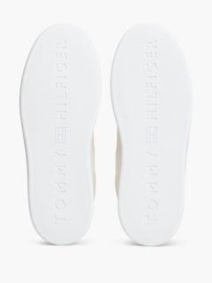 Metallic Logo Canvas Platform Trainers — White 5