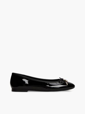 black patent leather padlock charm ballerinas for women tommy hilfiger