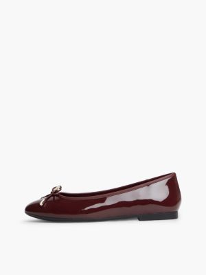 rood ballerina van lakleer met slotbedel voor dames - tommy hilfiger