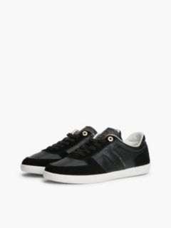 TH Tribeca Leather Mixed Texture Enamel Flag Trainers — Black 2