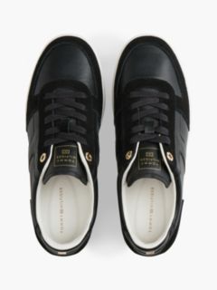TH Tribeca Leather Mixed Texture Enamel Flag Trainers — Black 3