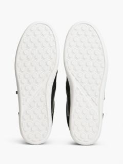 TH Tribeca Leather Mixed Texture Enamel Flag Trainers — Black 5