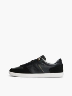 TH Tribeca Leather Mixed Texture Enamel Flag Trainers — Black 7