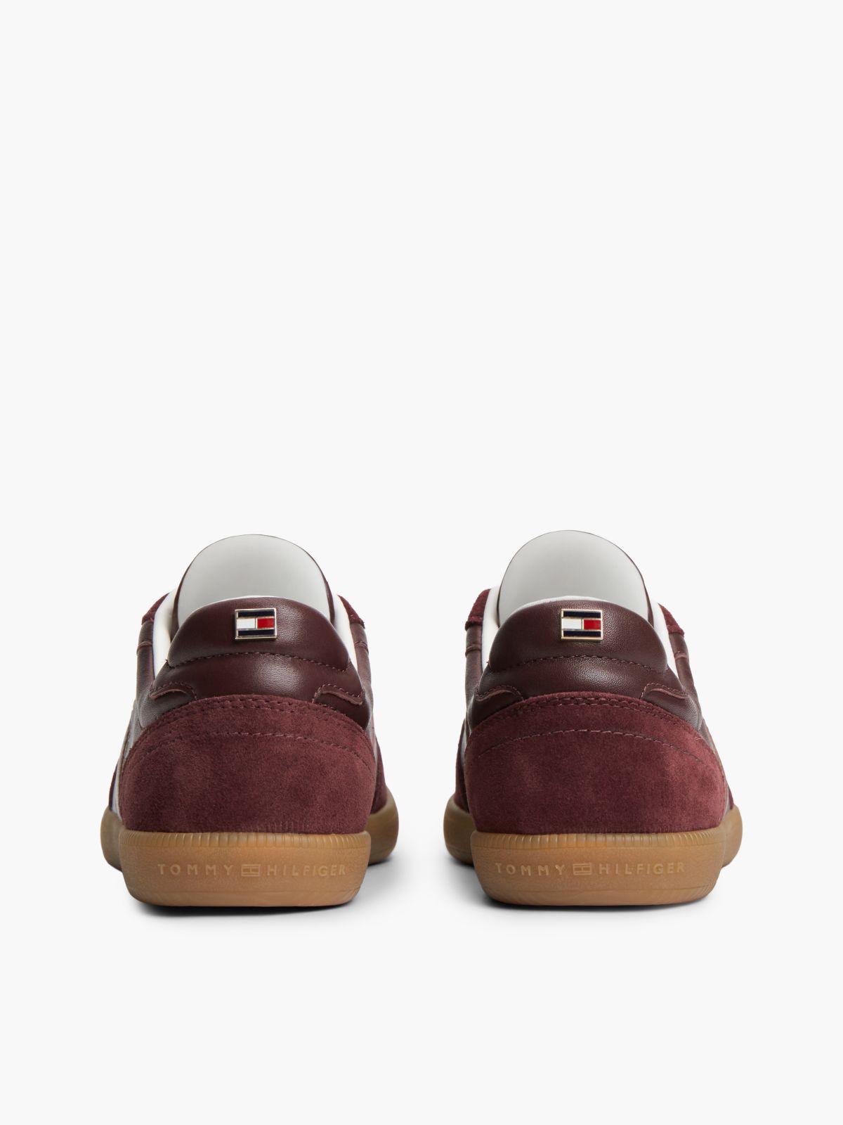 TH Tribeca Leather Mixed Texture Enamel Flag Trainers — Red