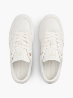 TH Tribeca Leather Mixed Texture Enamel Flag Trainers — White 3