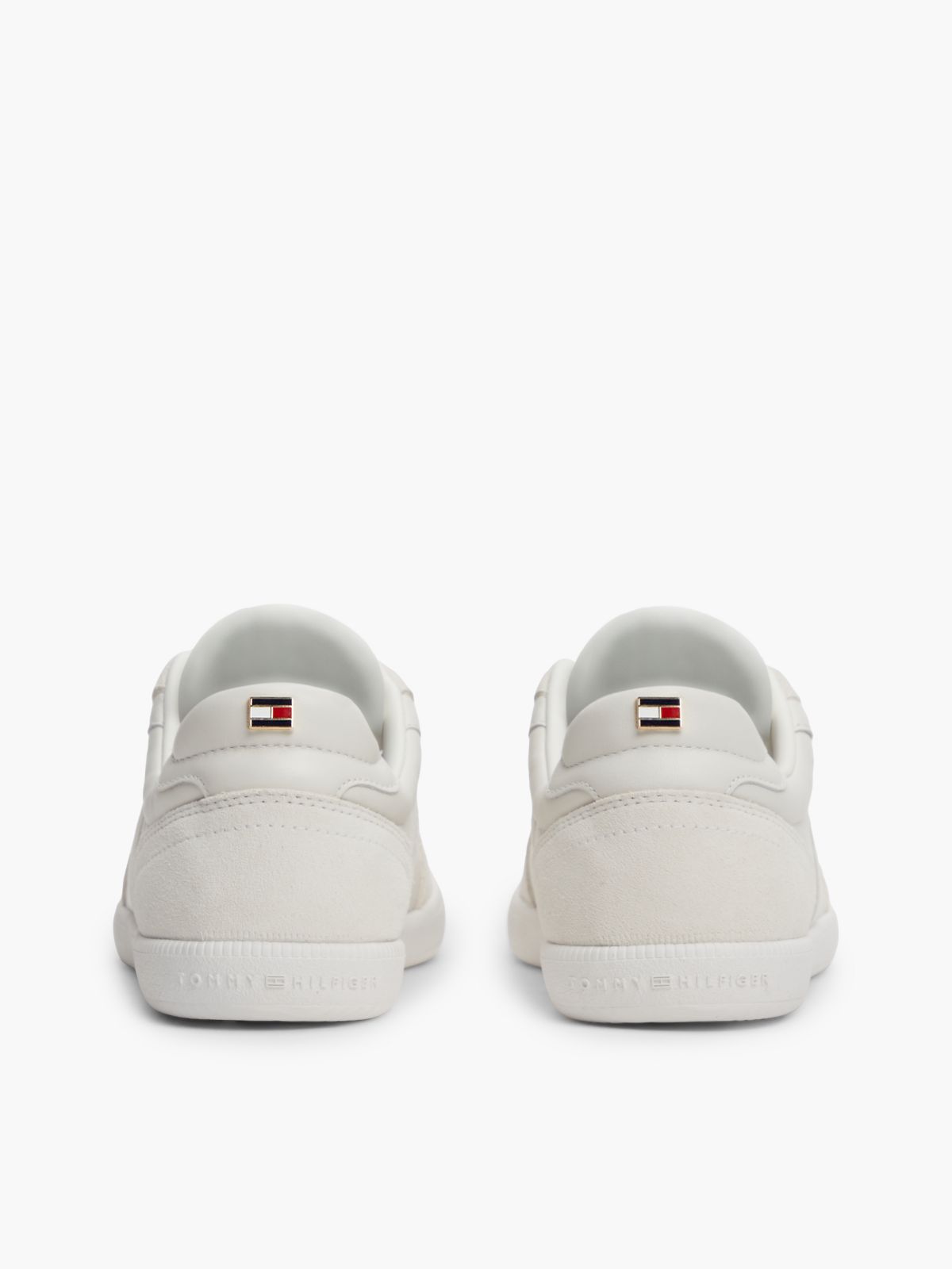 TH Tribeca Leather Mixed Texture Enamel Flag Trainers — White
