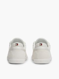 TH Tribeca Leather Mixed Texture Enamel Flag Trainers — White 4