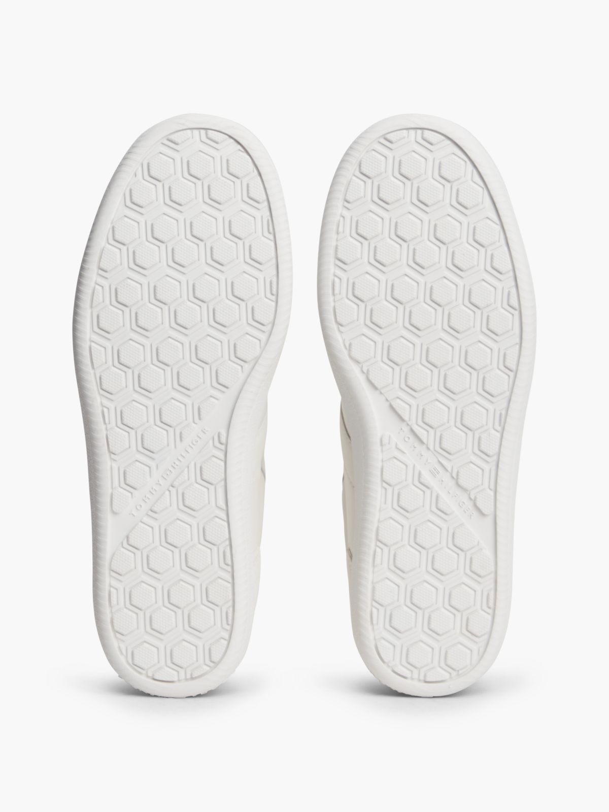 TH Tribeca Leather Mixed Texture Enamel Flag Trainers — White