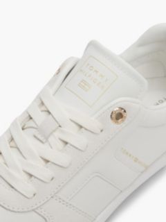 TH Tribeca Leather Mixed Texture Enamel Flag Trainers — White 6