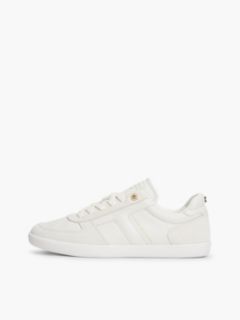 TH Tribeca Leather Mixed Texture Enamel Flag Trainers — White 7