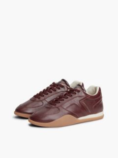 Leather Vintage Low Profile Trainers — Red 2