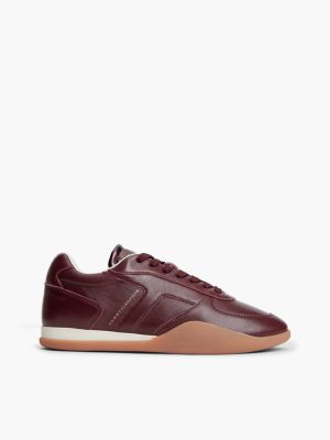 red leather vintage low profile trainers for women tommy hilfiger
