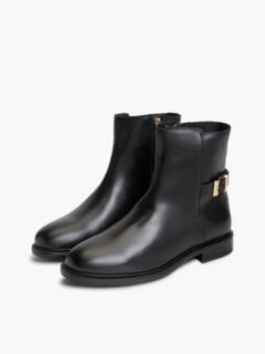 Leather TH Monogram Buckle Ankle Boots — Black 2