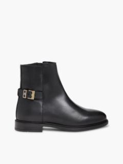 Leather TH Monogram Buckle Ankle Boots — Black 1
