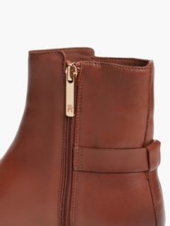 Leather TH Monogram Buckle Ankle Boots — Brown 6