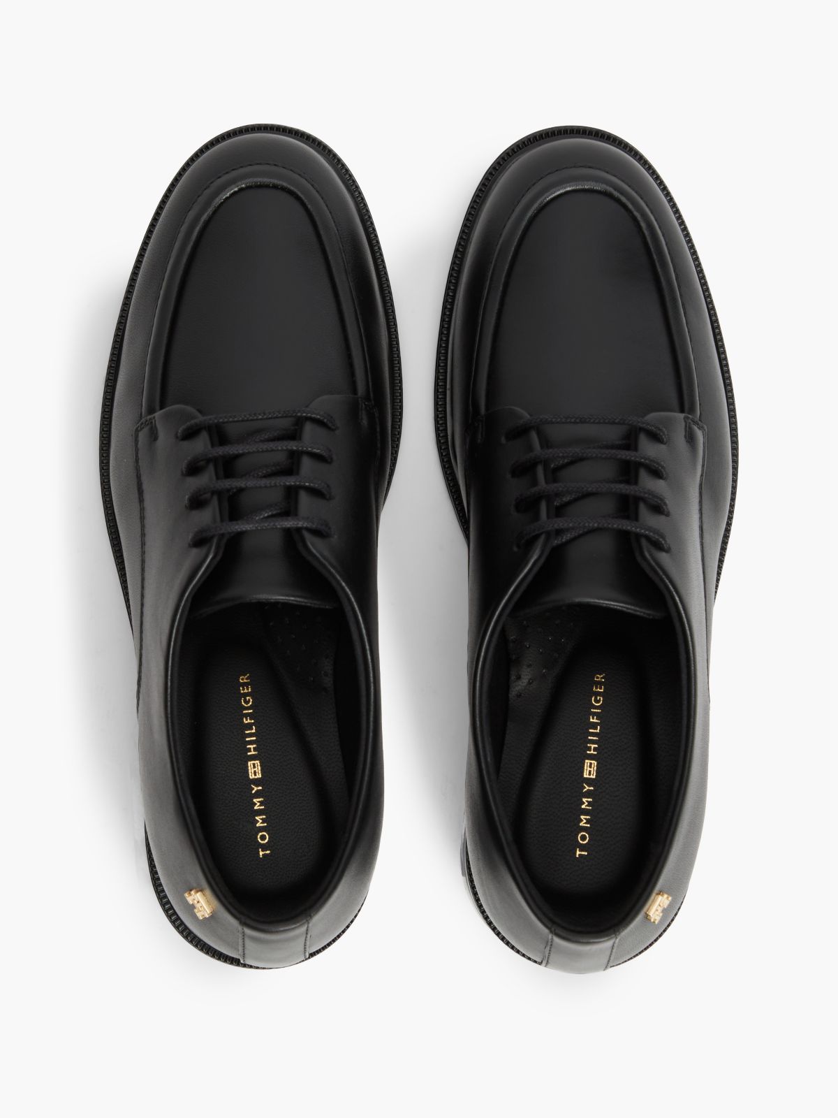 Leather TH Monogram Derby Shoes — Black