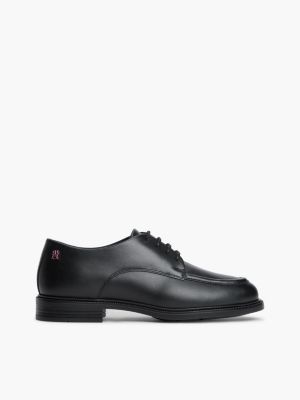 black leren veterschoen met th-monogram voor dames - tommy hilfiger