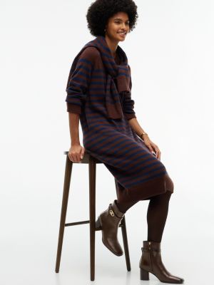 brown leather buckle strap block heel ankle boots for women tommy hilfiger
