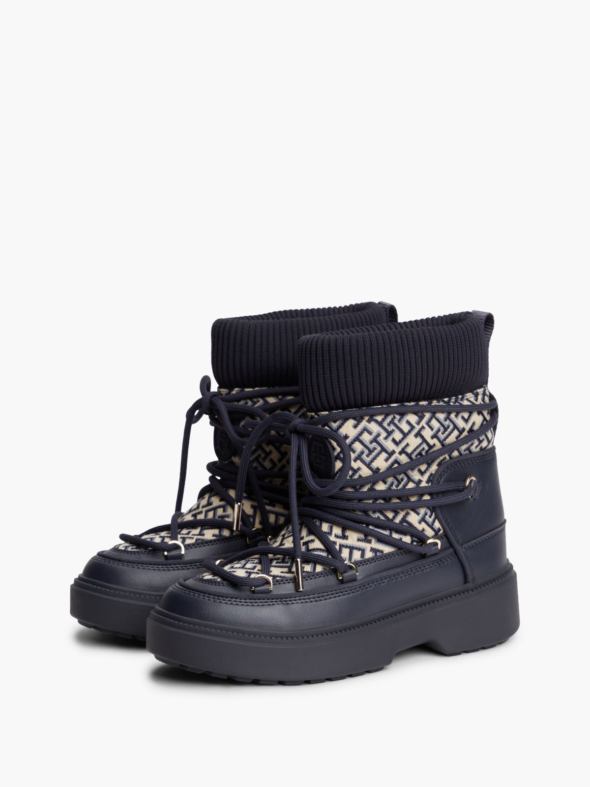 TH Monogram Water Resistant Snow Boots — Blue