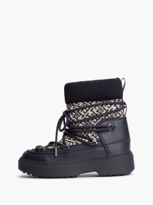 blue th monogram water resistant snow boots for women tommy hilfiger