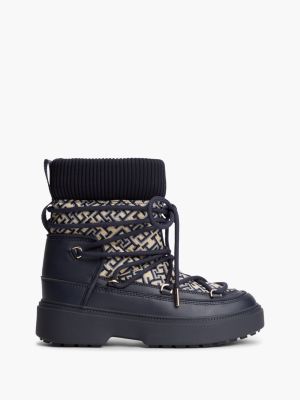blue th monogram water resistant snow boots for women tommy hilfiger