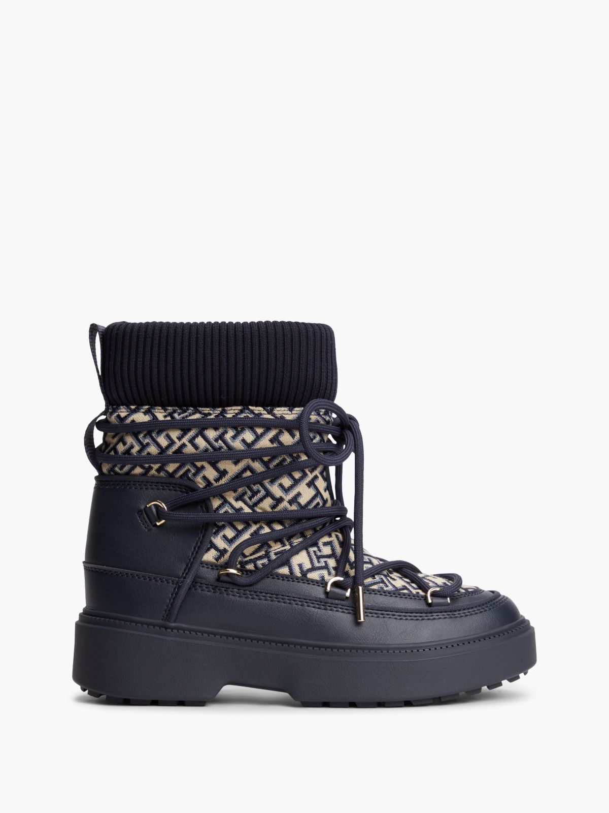 TH Monogram Water Resistant Snow Boots — Blue