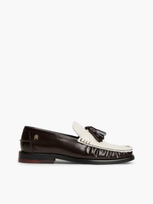 mocassini new york label in pelle lucida brown da donne tommy hilfiger