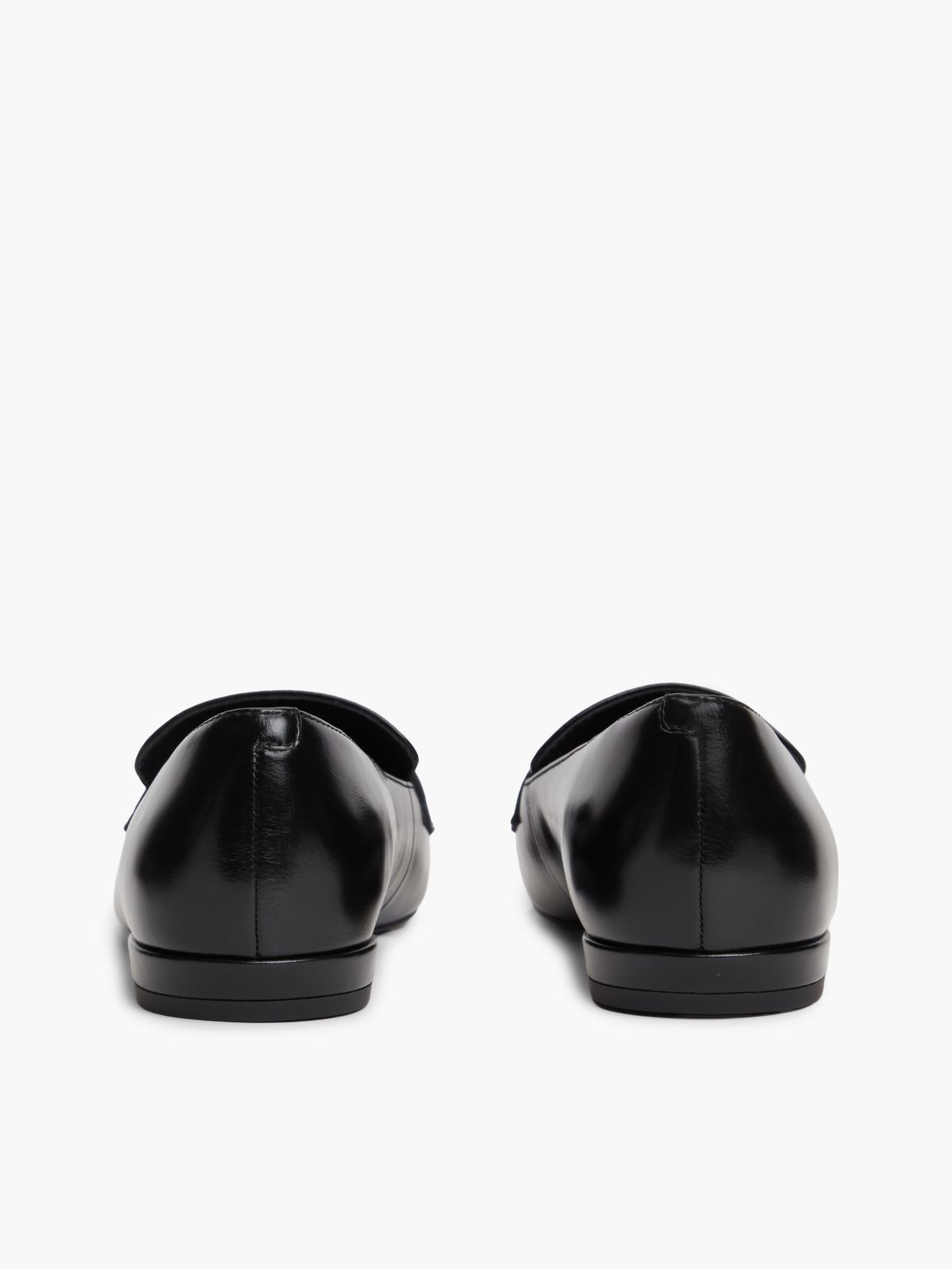 Leather Pointed Toe Penny Loafers — Black